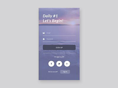 Daily UI #001 - Sign Up challenge dailyui signup ui