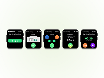 Parking Session App parking app smart watch ui ux