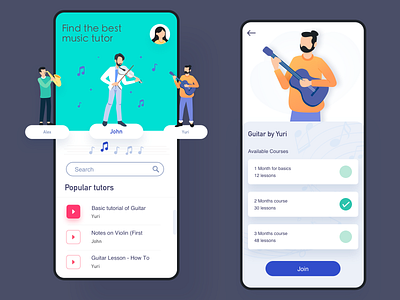 Music tutor study app app app design application branding design illustration lessons music music app student studio study ui ux