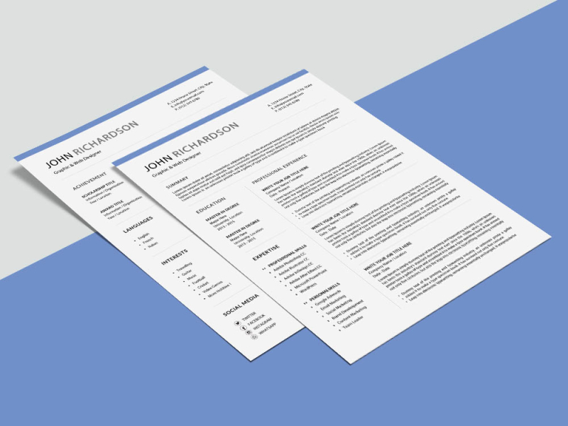 Free Three Pages Resume Template by Steven Han on Dribbble