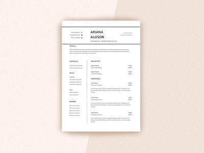 Free Financial Representative Resume template