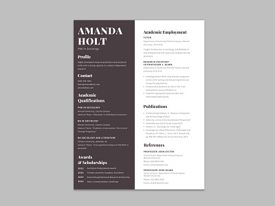Free Academic Resume Template With Formal Design By Steven Han On Dribbble