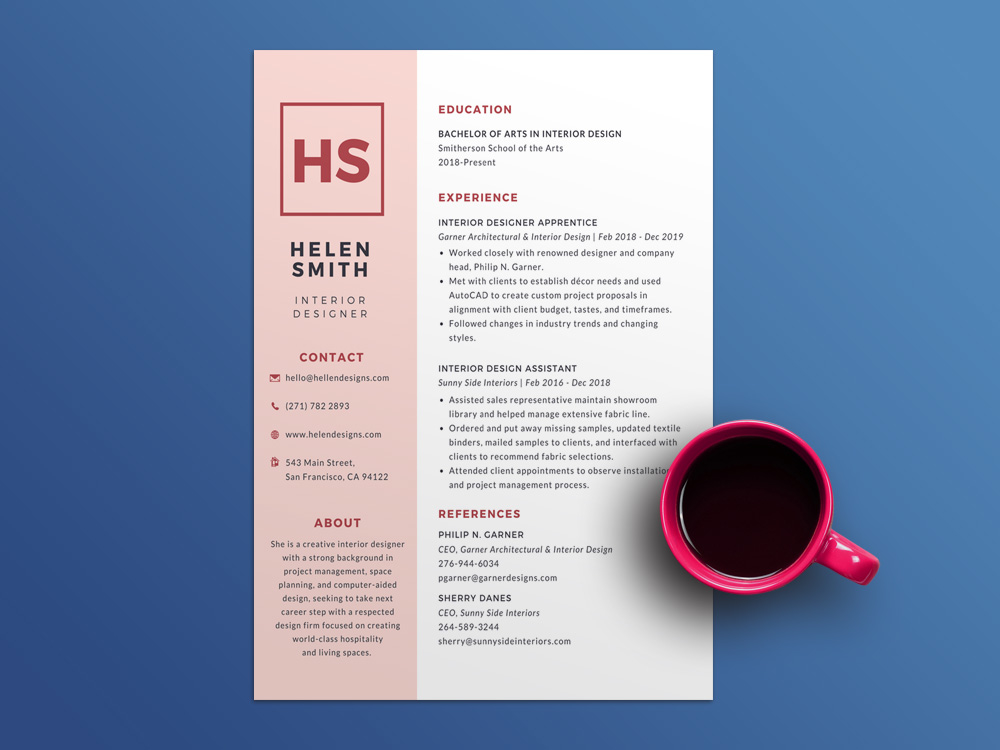 Free Pink Resume Template With Elegant Design By Steven Han