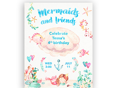 Tessa's 4th Birthday Invite event design invite kids