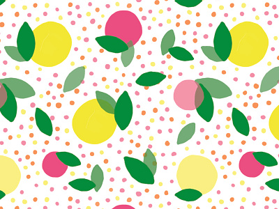 Lemons illustration pattern textile design