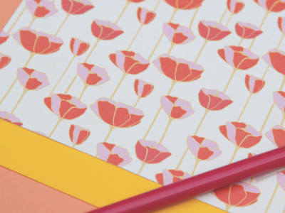 Poppies flowers illustration pattern poppies stationery