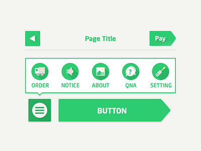 UI elements app button flat green icon longshadow