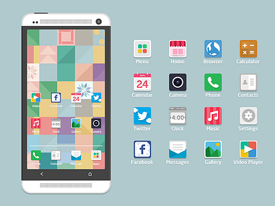 Icon Set android color flat icon set simple wallpaper
