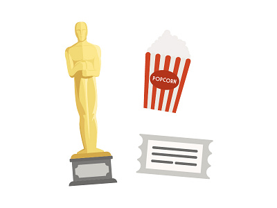 Oscars Elements academy awards award film flat design icons illustration movie oscars popcorn ticket vector
