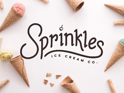 Sprinkles Ice Cream Shop Logo branding hand lettering ice cream logo sprinkles summer sundae