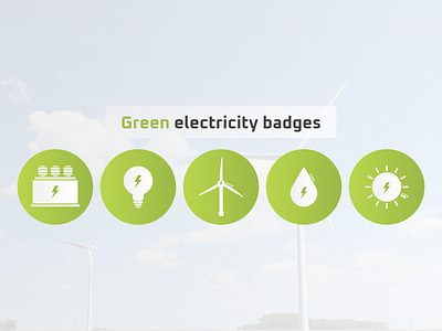 Green electricity badges badges design electricity gradient green minimal minimalist power solar technology water wind