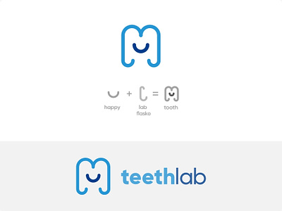 Teeth Lab flasko happy icon lab laboratory lettering logo logo design logotype minimalist teeth