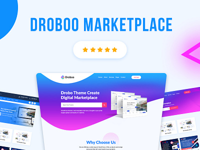 Droboo Digital Marketplace branding concept creative design flat typography unique web website design