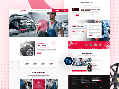 Wheel Services & Sales Design Home 1 branding car car services concept crative creative design flat landing page new design services typography ui unique ux web webdesign website website design wheel