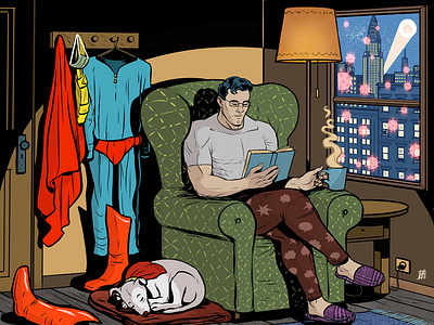 Heroes Stay at Home comic coronavirus digital editorial illustration stayhome