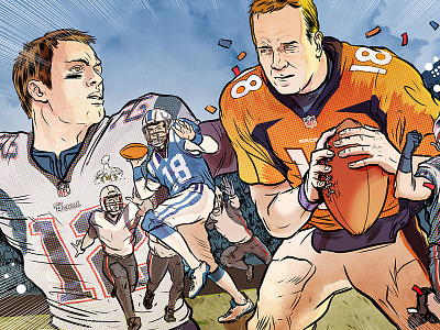 Brady vs. Manning showdown for ESPN online broncos espn illustration nfl patriots sports