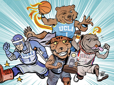 College Mascots! basketball college comic digital espn illustration