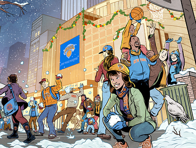Holiday Card New York Knicks comic new york knicks sports design sports illustration