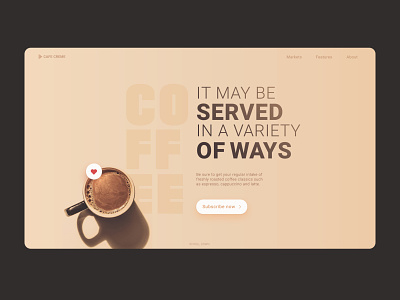 Coffee landing page design branding cleandesign coffee concept modern ui uidesign web webdesign