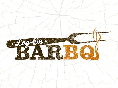Log•On BarBQ Logo brown design fork identity logo orange script slab smoke texas texture