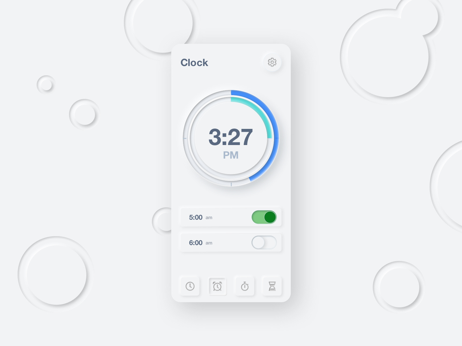 Skeuomorph Alarm App Light by Jula S. on Dribbble