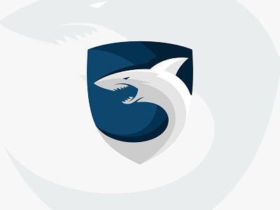 shield with shark app illustration logo scurity shark shield