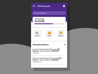 OVO PayLater Design design money ovo paylater payment purple transaction ui uiux ux