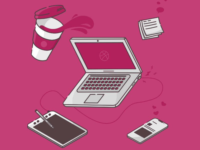 Design Tools mac iphone coffee illustration