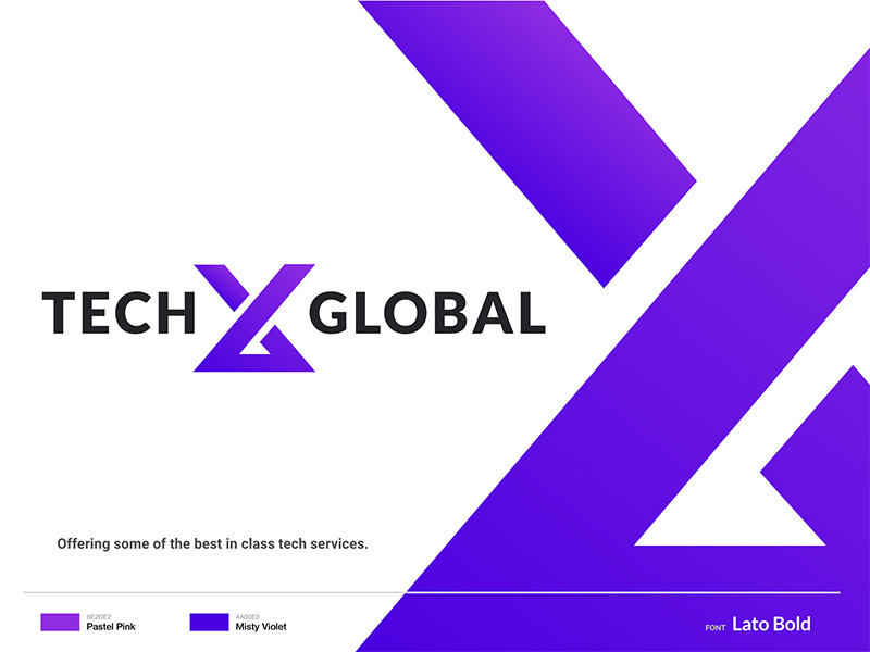 TechX Global Logo and Brand Identity Design tech company brand modern logo logo design branding identity design tech x x logo logo alphabet branding design logo first shot debut hello gradient