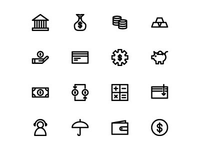 Banking Icon Set bank banking branding business finance icon icons identity illustration mark payment vector