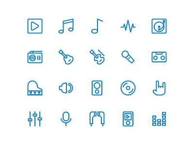 Music And Instrument blue collection concert design entertainment icon icon pack icon set iconography icons illustration instrument music musical set sound symbol ui vector web