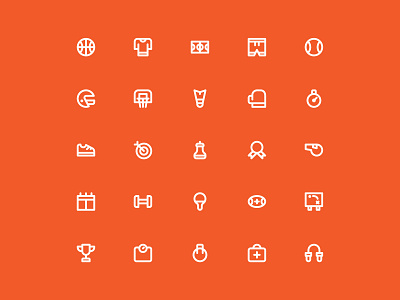 Sport Icon Set activity athlete design fitness game health icon icon app iconography icons icons pack icons set illustration life style orange people sport ui ux web