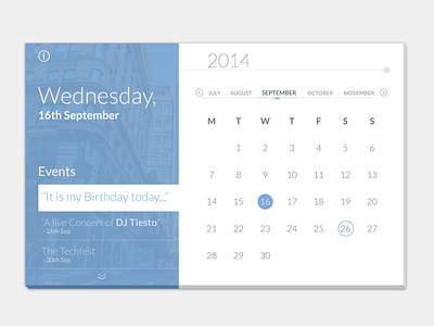 Calendar UI calendar clean event flat minimal ui ux widget