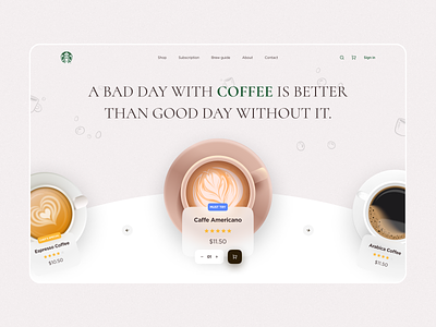 Starbucks Coffee - Webpage Concept Design coffee coffee shop starbucks ui design ui ux ux design web design website design