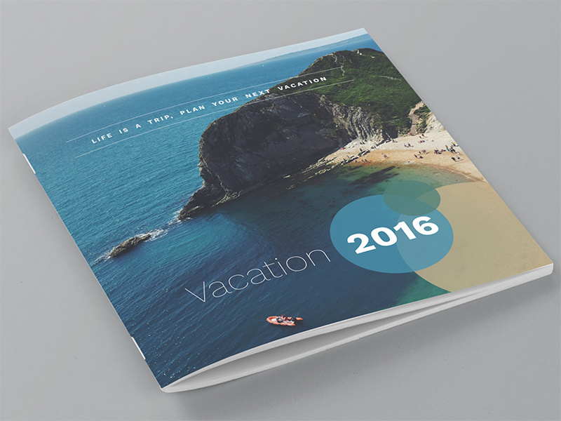 Square Brochure Front/Back Cover Design trip holiday magazine cover design brochure
