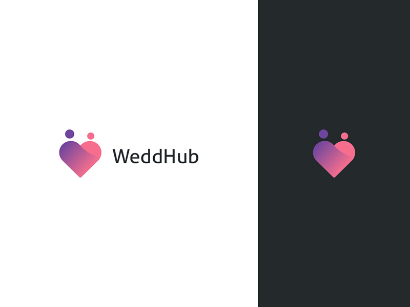 WeddHub Logo Design logo design symbol illustrate color pair couple wedding love illustration design graphic logo