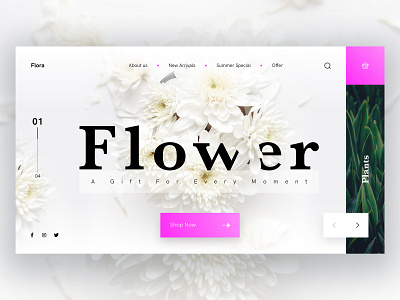 Flora Landing Page UI color design dribbble flat graphic landing page minimal typography ui ux webdesign website design