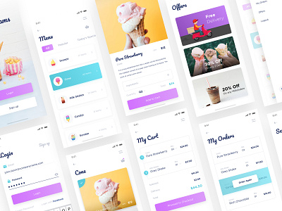 Moocream App UI Kit design dribbble ecommerce app graphic iccream icon icons minimal shopping app ui uidesign