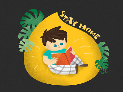 Stay Home boy cosy covid flim home midcentury monstera retro