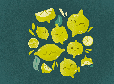 Lemons cute fresh illustration lemons summer