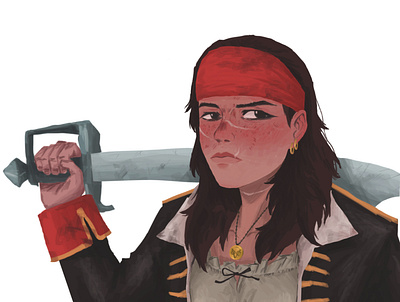 kira fanart bustup character girl glasses illustration pastel pirate