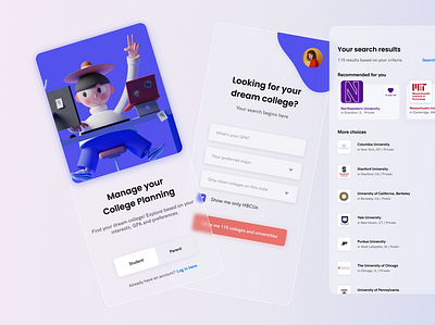 University enrollment app - UI Design app design glassmorphism ui university ux