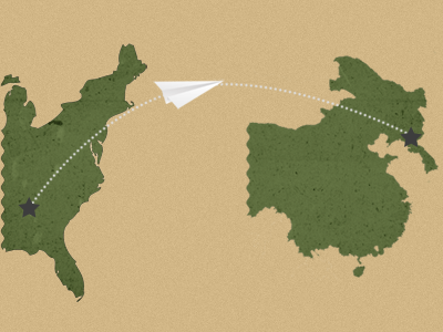 Map (Georgia to China/North Korea) china illustration map north korea stars usa