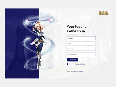 Daily UI :: 001 dailyui design layout league of legends ui ux web website