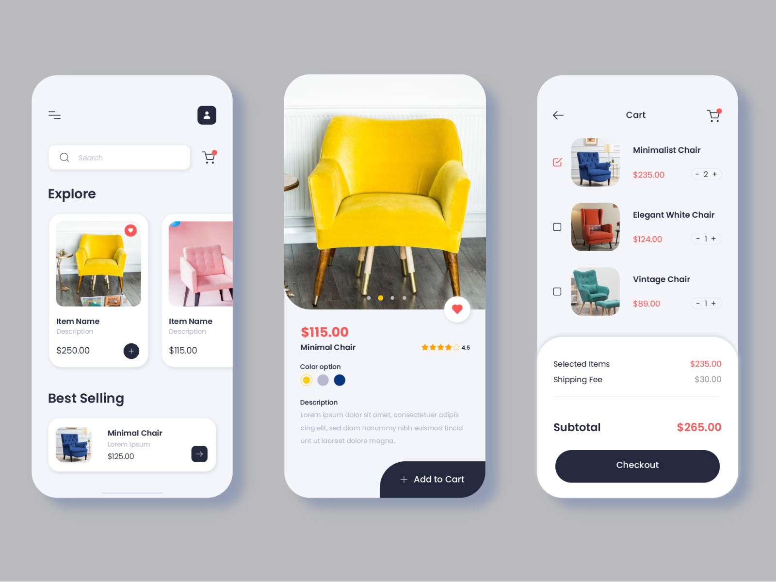 Furniture app by Nidhi Singh on Dribbble