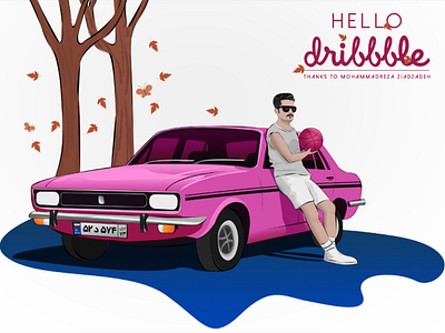 Hello Dribbble! autumn ball basketball car dribbble iran persian peykan sabernoori vector
