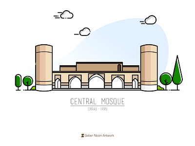 Central Mosque of Darab buliding darab dribbble fars flat illustration iran islam islamic mosque persian shiraz