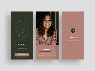 Payment finalization concept with facial recognition clean concept design divante face scan facial recognition innovationlab innovations interface layout mobile mobile app mobile design mobile payments mobileapp ui