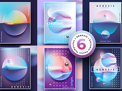 Genesis Poster Templates 3d abstract colorful design fluids genesis poster templates geometric gradient illustration illustrations landscape minimalism planets poster semmi surreal space spheres universe vector vibrant colors