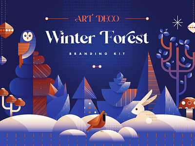 Art Deco Winter Forest Branding Kit